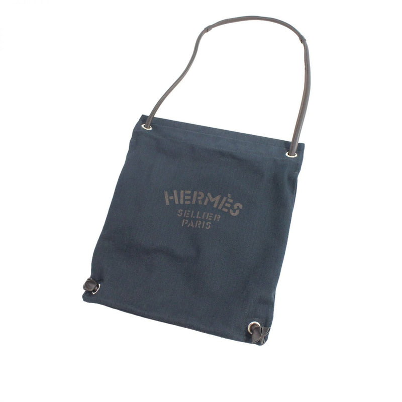 【中古】 HERMES エルメス  アリーヌ バッグパック キャンバス ネイビー ブラウン 111 EF