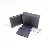 [Used] PRADA Prada Men's Wallet Bi-fold Wallet Billfold Calfskin Black Grey 221 EF