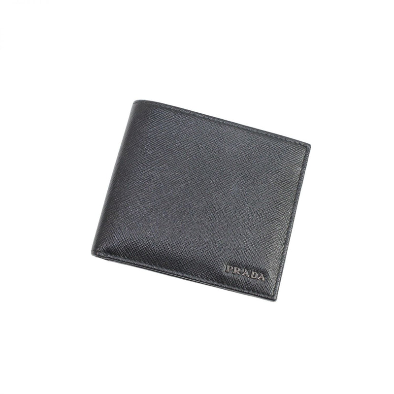 [Used] PRADA Prada Men's Wallet Bi-fold Wallet Billfold Calfskin Black Grey 221 EF