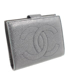 [Pre-owned] CHANEL Chanel Women's Wallet Clasp Bifold Wallet Caviar Skin Leather Black 416