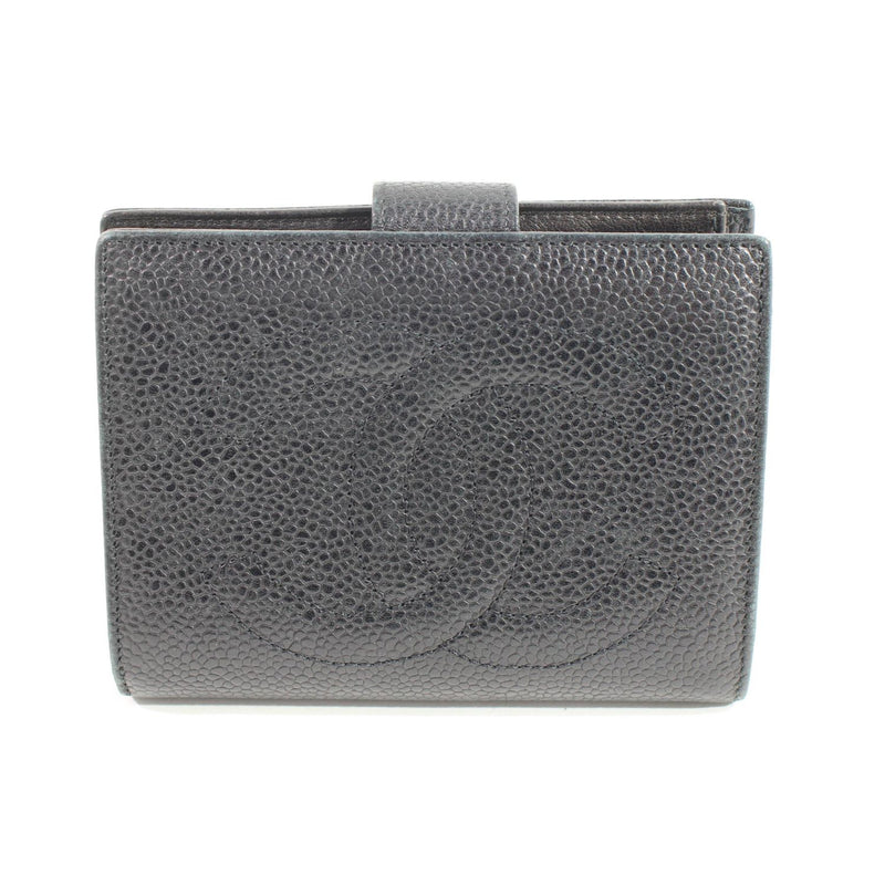 [Pre-owned] CHANEL Chanel Women's Wallet Clasp Bifold Wallet Caviar Skin Leather Black 416