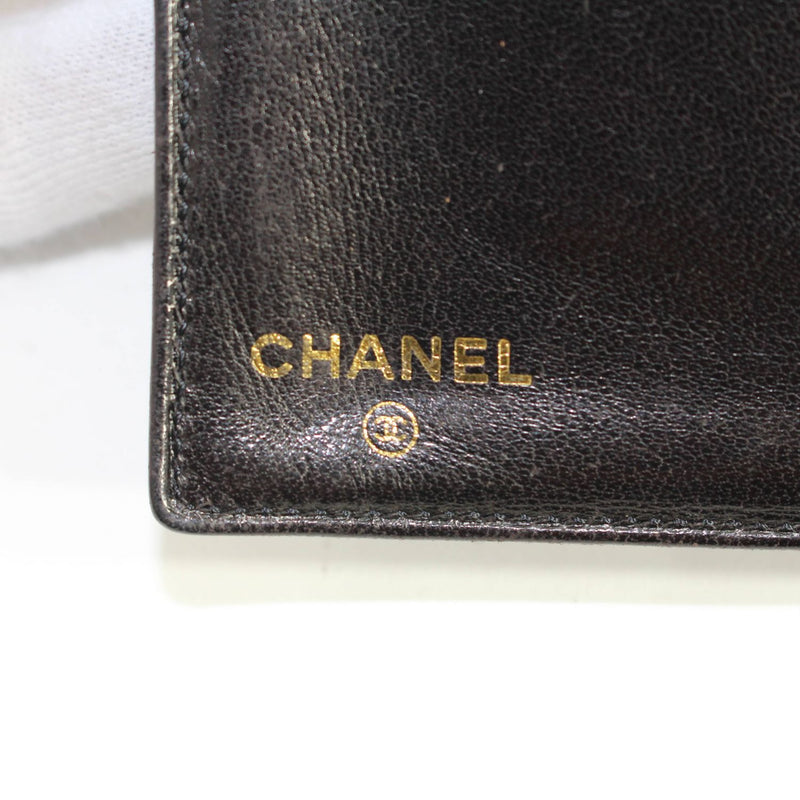 [Pre-owned] CHANEL Chanel Women's Wallet Clasp Bifold Wallet Caviar Skin Leather Black 416