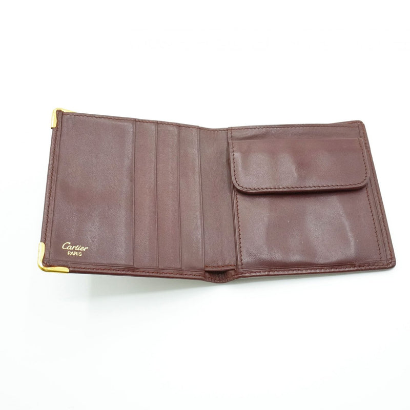 [Pre-owned] Cattier Cattier Men's Wallet Must Bifold Bordeaux Calf Unisex Small Item 707