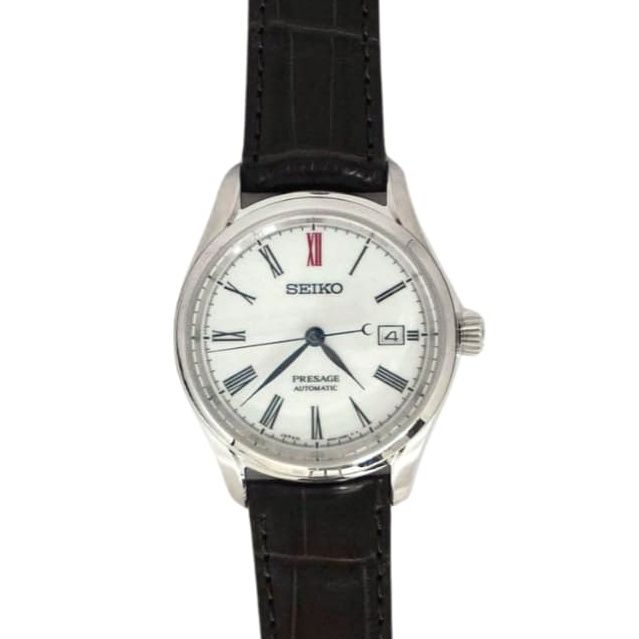 【中古】 SEIKO セイコー  メンズ腕時計 PRESAGE SARX061  白 SS/革 756