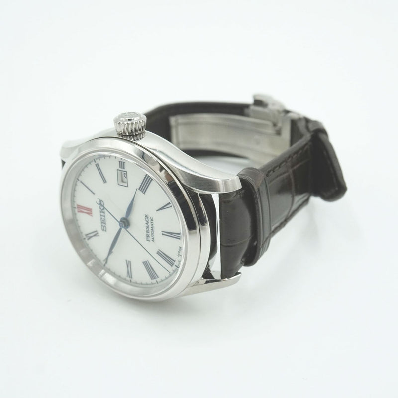 【中古】 SEIKO セイコー  メンズ腕時計 PRESAGE SARX061  白 SS/革 756