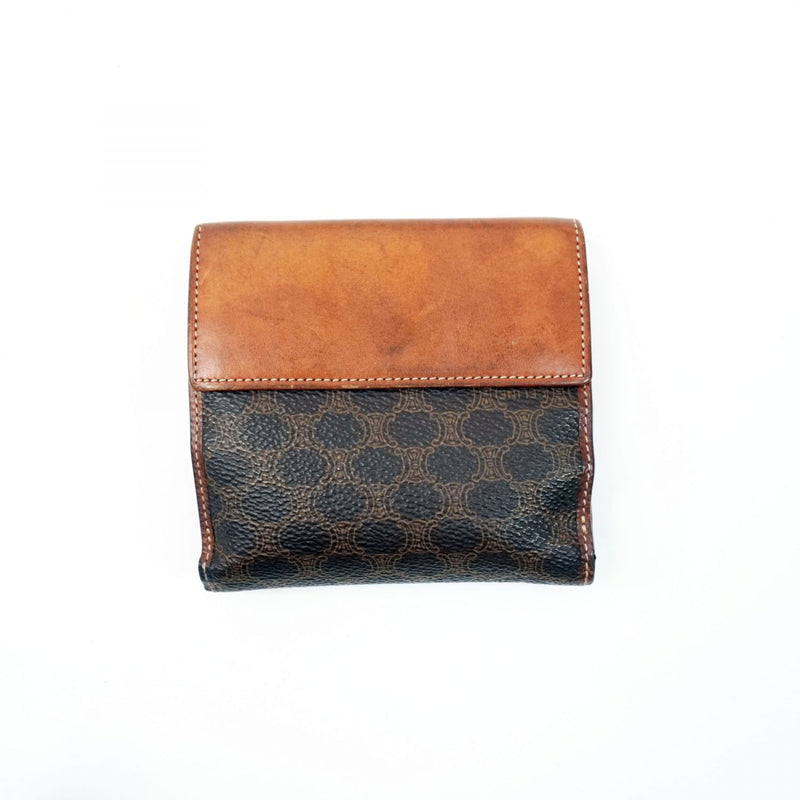 [Pre-owned] CELINE Celine women's wallet Macadam W hook wallet Canvas and leather 808