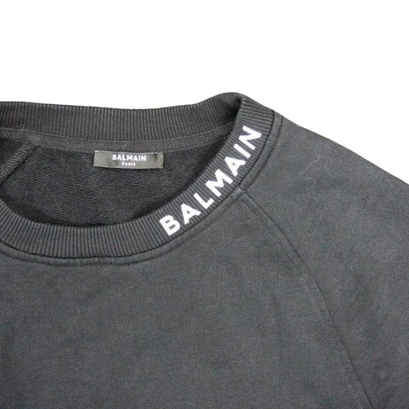 【中古】 BALMAIN バルマン  スウェット・トレーナー    ロゴトリムスウェットシャツ グレー　メンズ 891