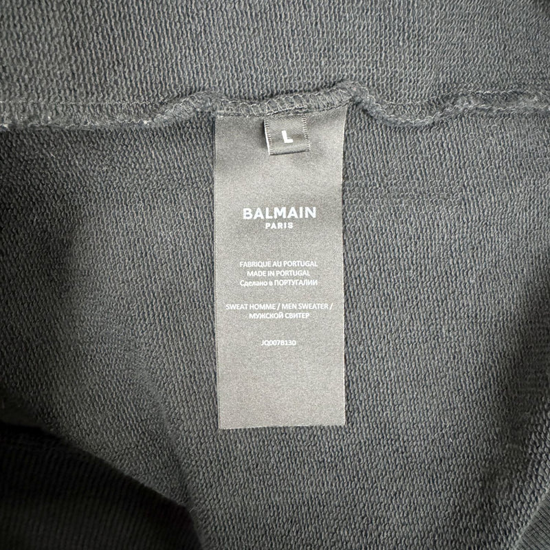 [Pre-owned]] BALMAIN Balmain Sweatshirt/Trainer Logo Trim Sweatshirt Gray Men's 891