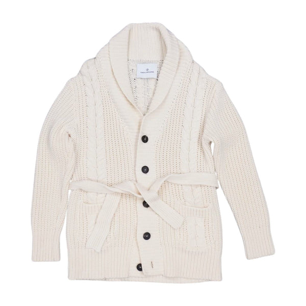 [Pre-owned]  TAGLIATORE TAGLIATORE Cardigan with waffle knit belt, natural 895