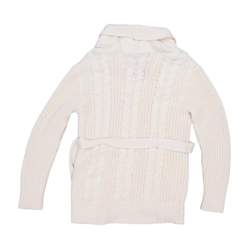 [Pre-owned]  TAGLIATORE TAGLIATORE Cardigan with waffle knit belt, natural 895