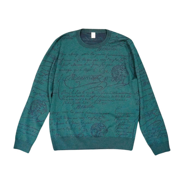 [Unused] Berluti Berluti Knit Sweater Calligraphy Knit XL Size Wool Green 933