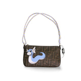 989 [未使用商品] FENDI Baguette 纤巧手拿包迷你 Ryu 单肩 Fendi Fragment Pokemon 棕色 FF 织物包