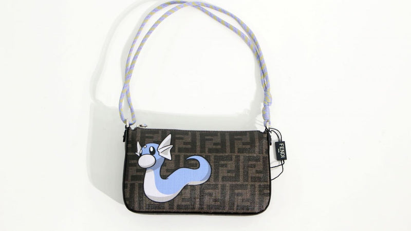 989 [Unused] FENDI FENDI Baguette Slim Clutch Mini Luu Shoulder FENDI Fragment Pokemon Brown FF Fabric Bag