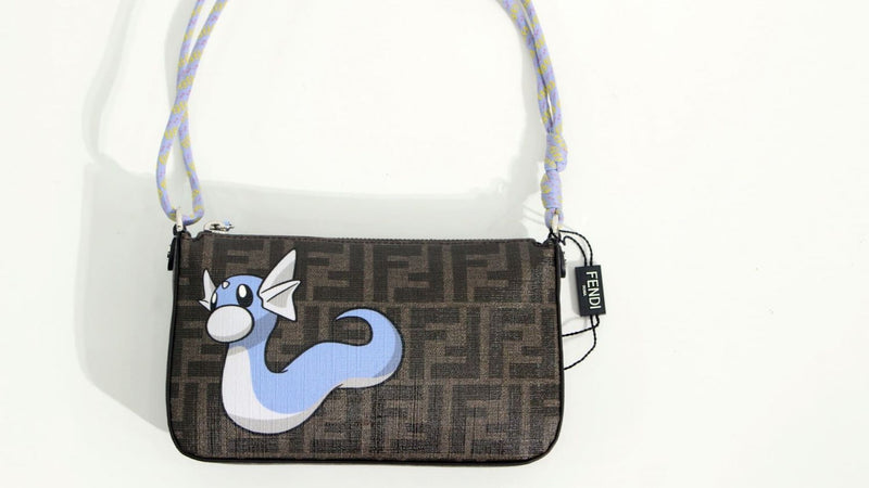 989 [Unused] FENDI FENDI Baguette Slim Clutch Mini Luu Shoulder FENDI Fragment Pokemon Brown FF Fabric Bag