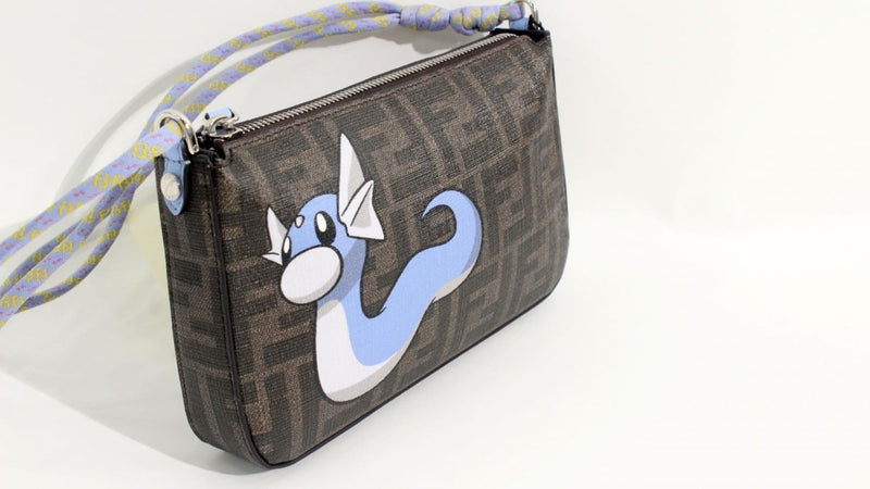 989 [Unused] FENDI FENDI Baguette Slim Clutch Mini Luu Shoulder FENDI Fragment Pokemon Brown FF Fabric Bag