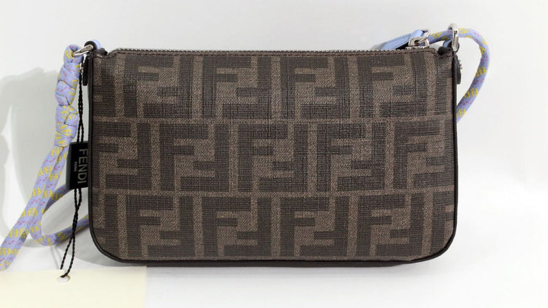 989 [Unused] FENDI FENDI Baguette Slim Clutch Mini Luu Shoulder FENDI Fragment Pokemon Brown FF Fabric Bag