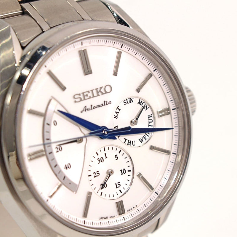 [PRE-OWNED] SEIKO SARW021 Presage Mechanical Automatic Men's Watch Day Date White Dial Back Sketch 6R21-01B0