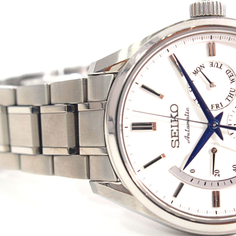 [PRE-OWNED] SEIKO SARW021 Presage Mechanical Automatic Men's Watch Day Date White Dial Back Sketch 6R21-01B0