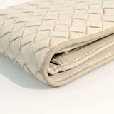 [PRE-OWNED] Bottega Veneta Bifold wallet white intre crocodile