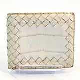 [PRE-OWNED] Bottega Veneta Bifold wallet white intre crocodile