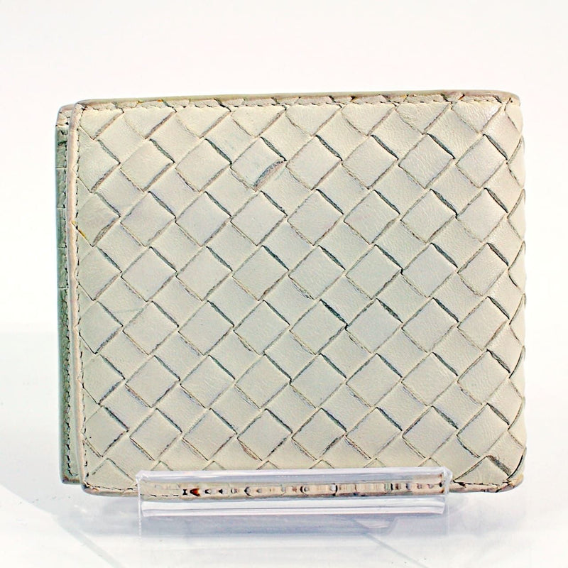 [PRE-OWNED] Bottega Veneta Bifold wallet white intre crocodile