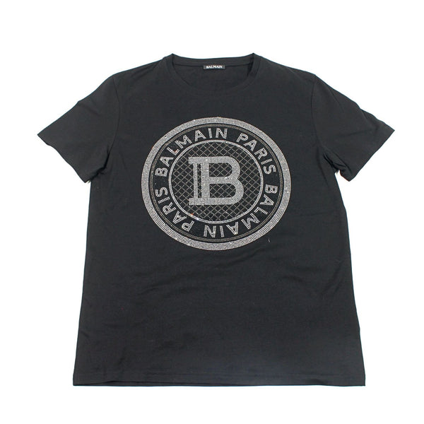 【中古】 BALMAIN バルマン  Tシャツ・カットソー   T.36 Balmain Cotton Strass Black Mサイズ 1136