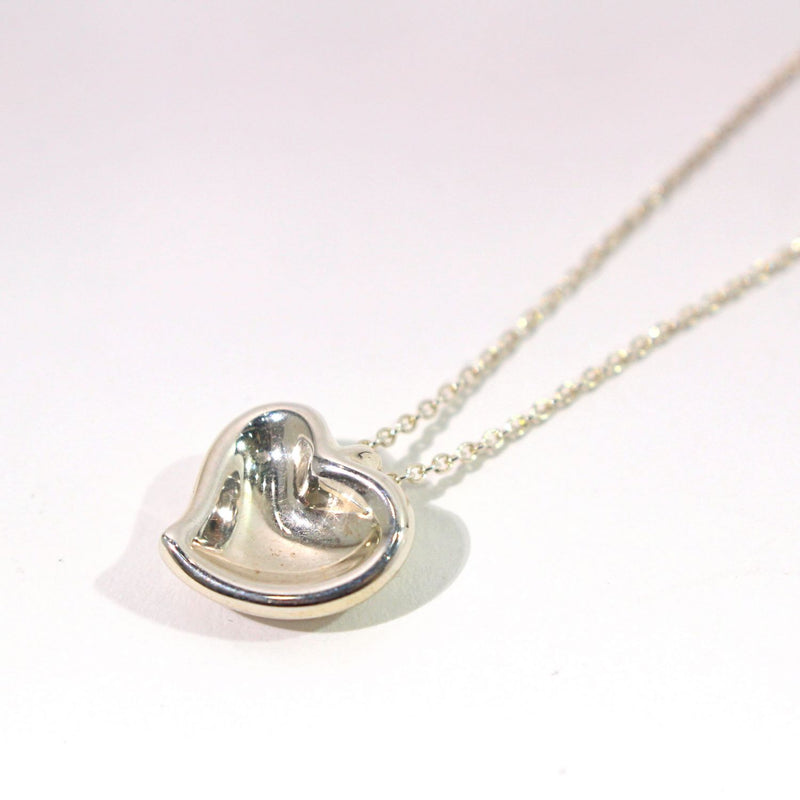 [Used] Tiffany &amp; Co. Elsa Peretti Curved Heart Necklace, Silver, 4.5g, 40cm, 1220