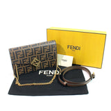 [二手] Fendi 8M0488 单肩包 Zucca 棕色 FF 钻石肩带 1218