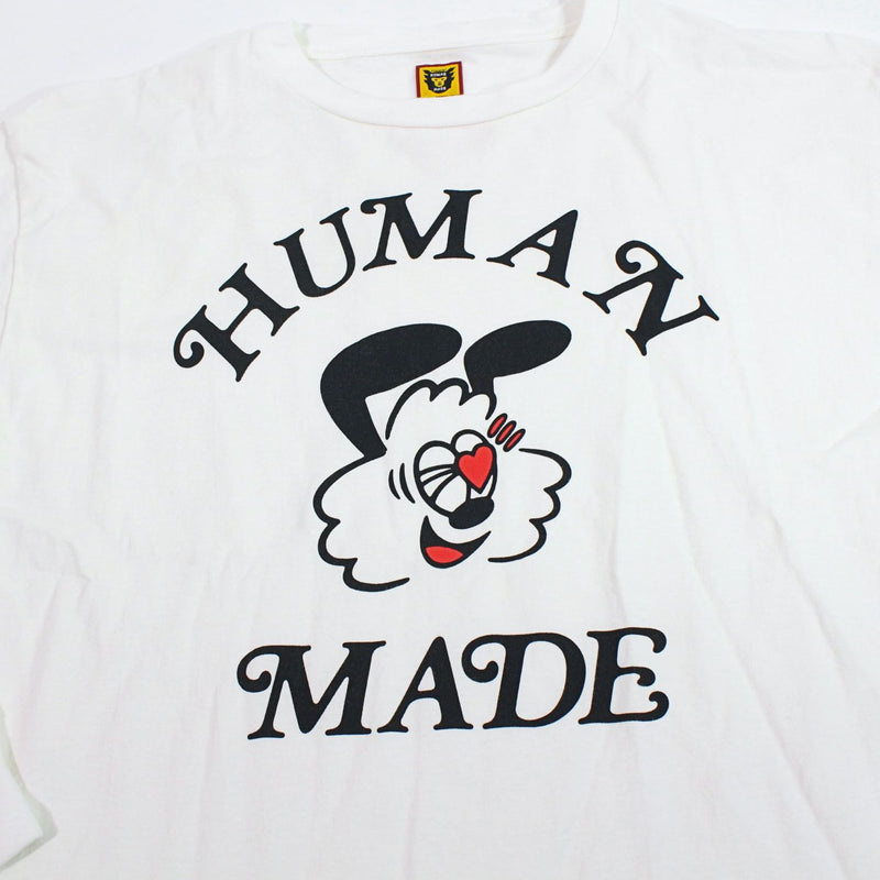 [二手] HUMAN MADE T 恤，剪裁和缝制 GIRL´S DON´T CRY 合作白色长袖 T 恤，尺码 L 1156