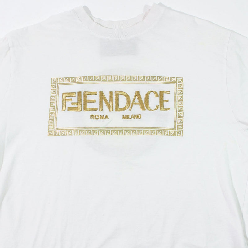 【中古】 FENDACE  フェンダーチェ  Tシャツ・カットソー   FENDACE フェンダーチェ FENDI × VERSACE　ロゴT シャツ　ホワイト 1271