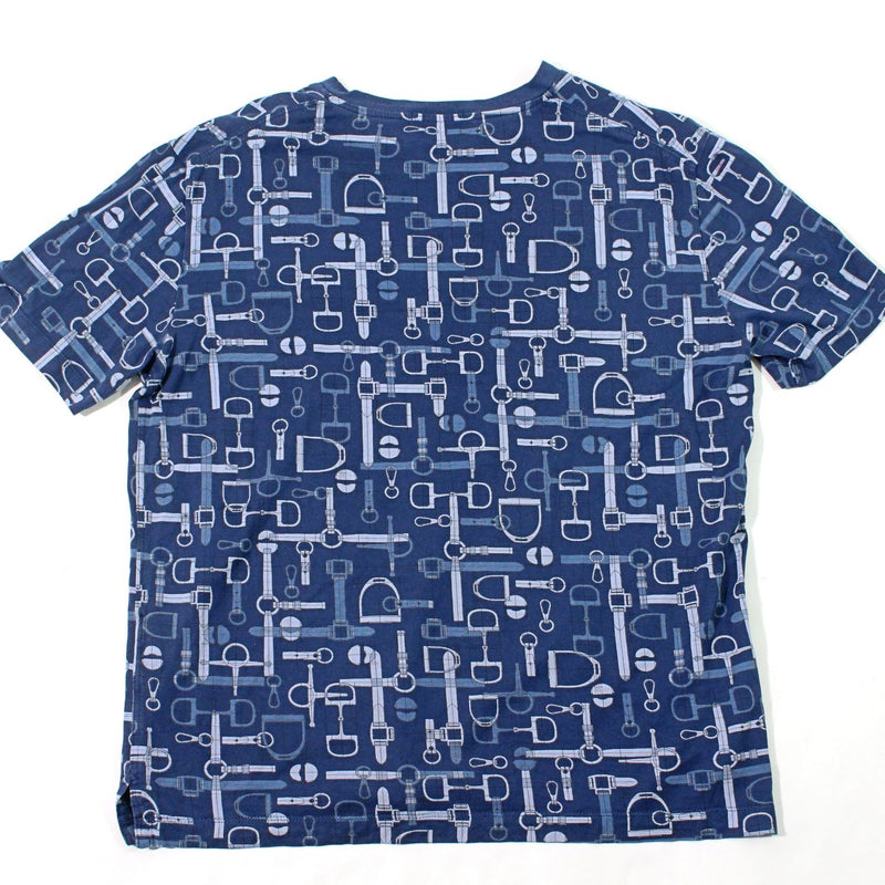 【中古】 HERMES  エルメス Tシャツ 20SS 半袖 馬具柄 ネイビー 1272