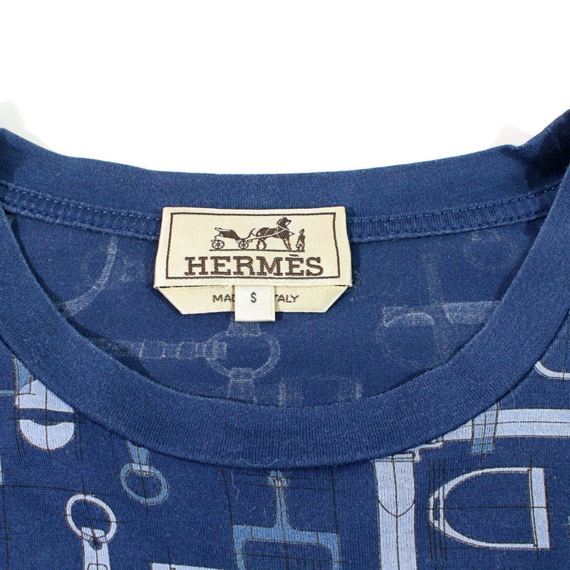 【中古】 HERMES  エルメス Tシャツ 20SS 半袖 馬具柄 ネイビー 1272