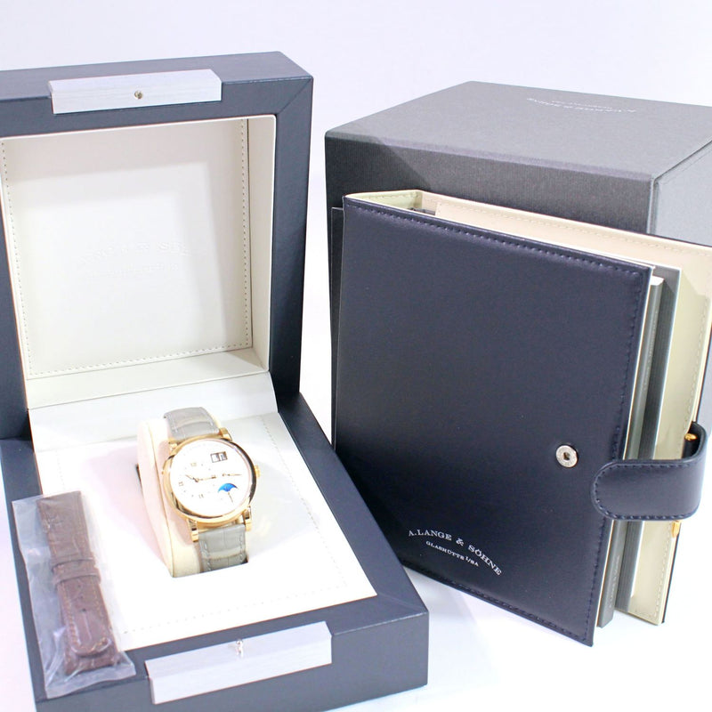 【中古】  A.LANGE&SOHNE   A.LANGE&SOHNE　ランゲ１ムーンフェイズ　192.032　シルバー文字盤　PG/革　手巻き　メンズ腕時計 1309