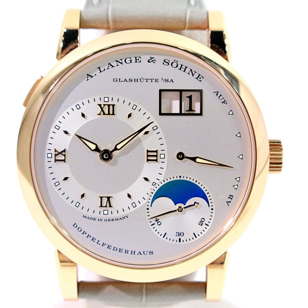 【中古】  A.LANGE&SOHNE   A.LANGE&SOHNE　ランゲ１ムーンフェイズ　192.032　シルバー文字盤　PG/革　手巻き　メンズ腕時計 1309