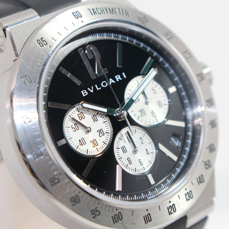 【中古】BVLGARI ブルガリ DG41BSVDCHTA  ディアゴノ ベロチッシモ 41mm クロノグラフ メンズ 腕時計 1330