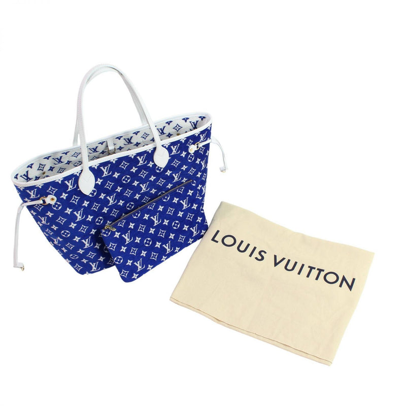 【中古】 LOUIS VUITTON ルイ・ヴィトン M46220  ネヴァーフルMM モノグラムジャガード ベルベット ブルー コレクション レディース 1334