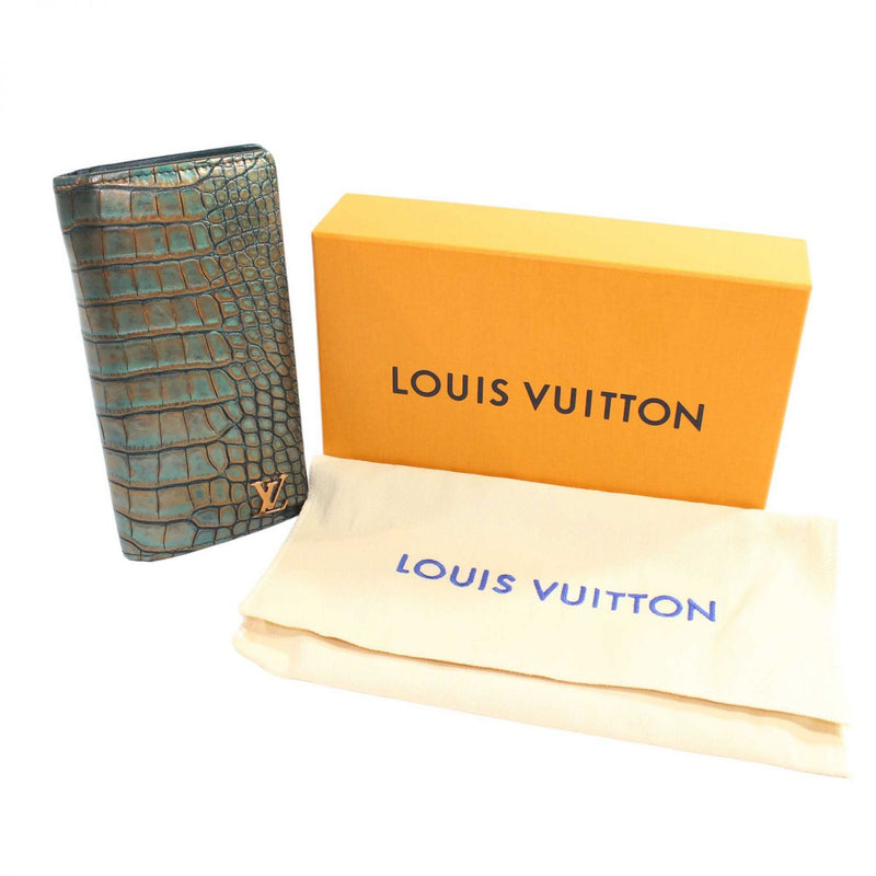 【中古】 LOUIS VUITTON ルイ・ヴィトン  メンズ財布  N82471  ポルトフォイユ･ブラザ  クロコダイルブルー 1355