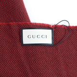 【中古】GUCCI グッチ マフラー クレスト ロゴ ヘリンボーン柄 レッド 068