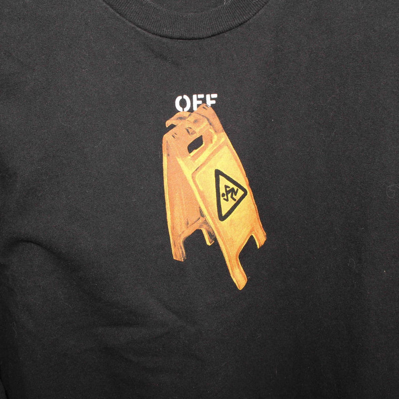 【中古】OFF-WHITE オフホワイト 長袖Tシャツ バックプリント　ブラック　Lサイズ 084