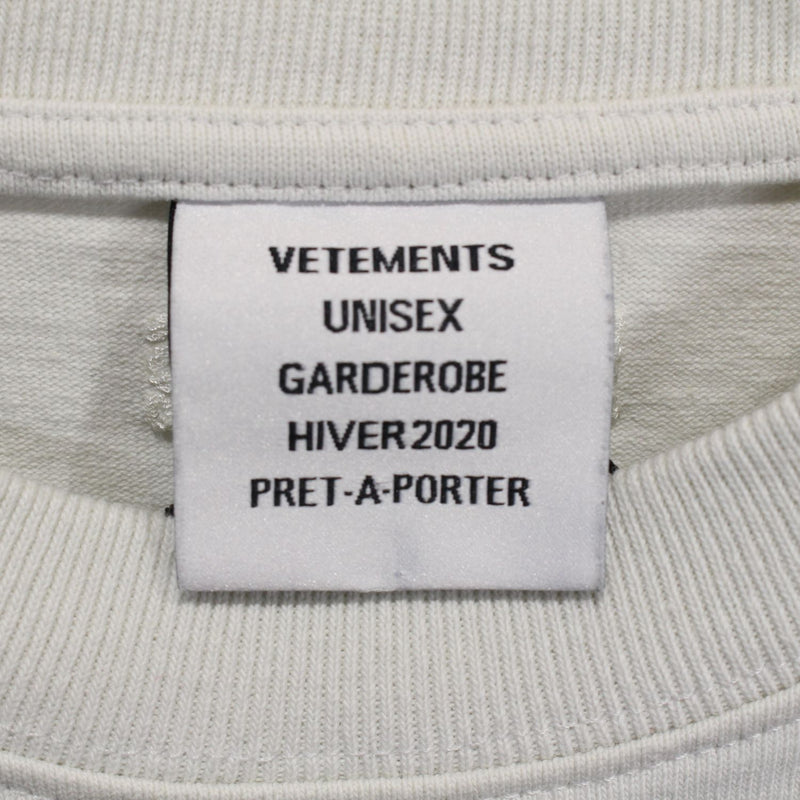 【中古】VETEMENTS ヴェトモン 20AW オーバーサイズ Tシャツ  ロゴプリント ホワイト XSサイズ 087