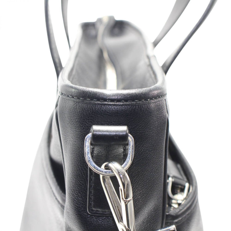 【中古】 PRADA プラダ  2way・3wayバッグ   ハンドバッグ ブラック カーフ 三角プレート ショルダーバッグ ストラップ 1371