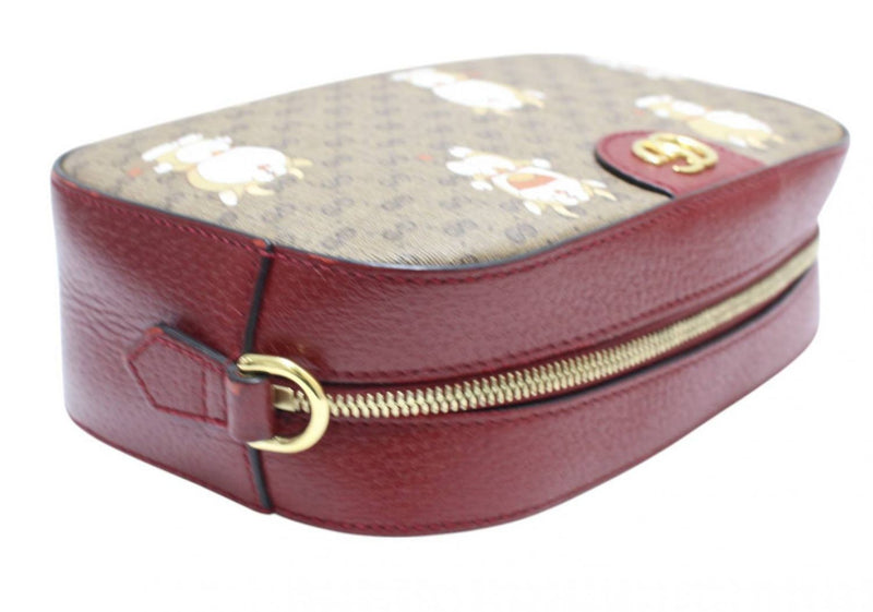 【中古】 GUCCI グッチ × ドラえもん ショルダーバッグ 574886 ミニGGスプリーム 牛ドラ ボルドー ベージュ 1380