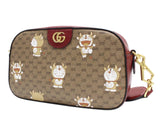 【中古】 GUCCI グッチ × ドラえもん ショルダーバッグ 574886 ミニGGスプリーム 牛ドラ ボルドー ベージュ 1380