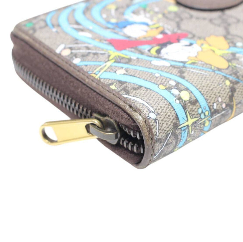 【中古】 GUCCI グッチ  レディース財布   × DISNEY ドナルドダック GGスプリーム 長財布 647940 ラウンドジップ ディズニー ベージュ 1381