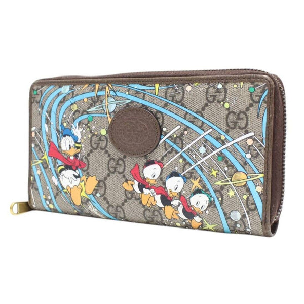 【中古】 GUCCI グッチ  レディース財布   × DISNEY ドナルドダック GGスプリーム 長財布 647940 ラウンドジップ ディズニー ベージュ 1381