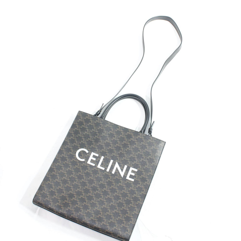 【中古】 CELINE セリーヌ  トートバッグ トリオンフ  ミディアムバーテイカル カバ PVC×レザー 2WAY 278