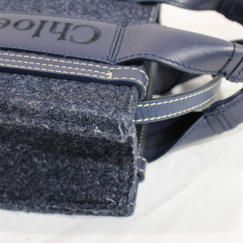 [Pre-owned] Chloe Chloe shoulder bag, messenger bag, utday mini felt and leather tote bag, navy 286