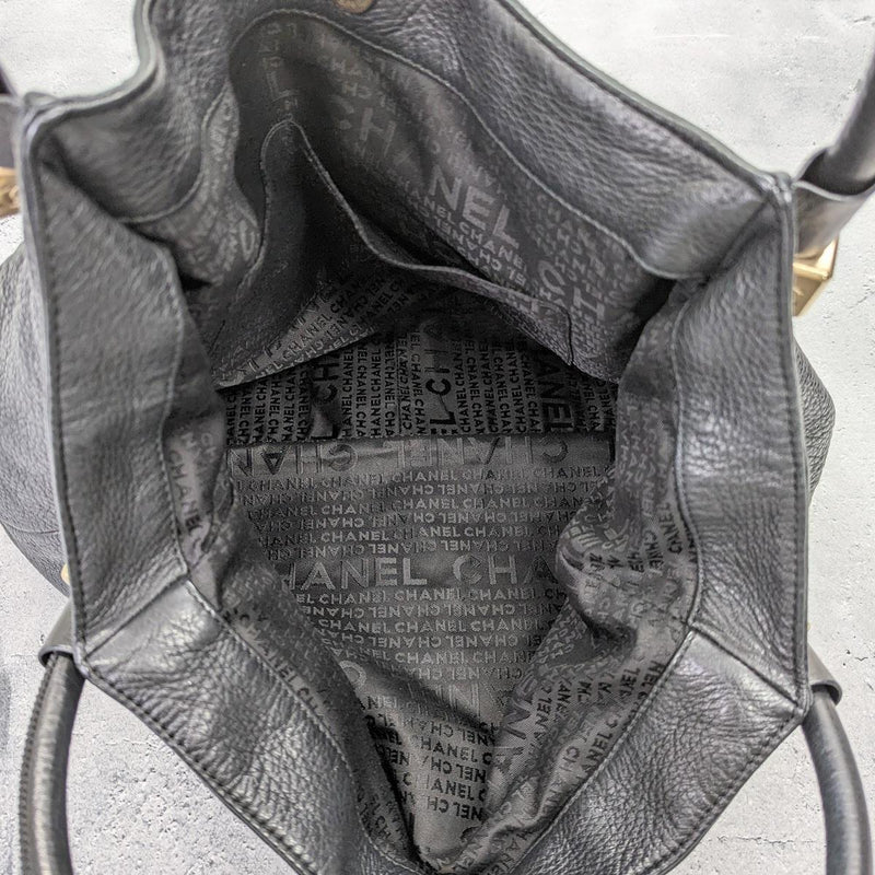 【中古】 CHANEL シャネル  トートバッグ   ココマーク レザー  ブラック ゴールド金具 7番台 292 EF