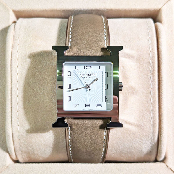 【中古】 HERMES エルメス  レディース腕時計 Hウォッチ HH1.810 レザーストラップ　レディース 609