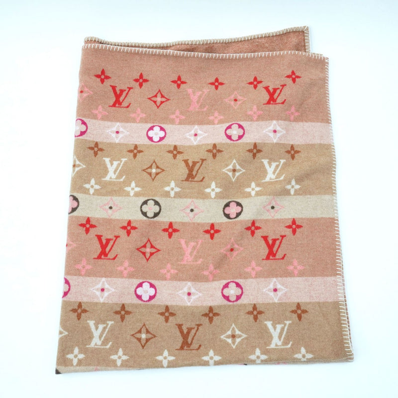 [Pre-owned]  LOUIS VUITTON Louis Vuitton Blanket Plaid Monogram Corollet M77314 Blanket Pink Wool Cashmere 666